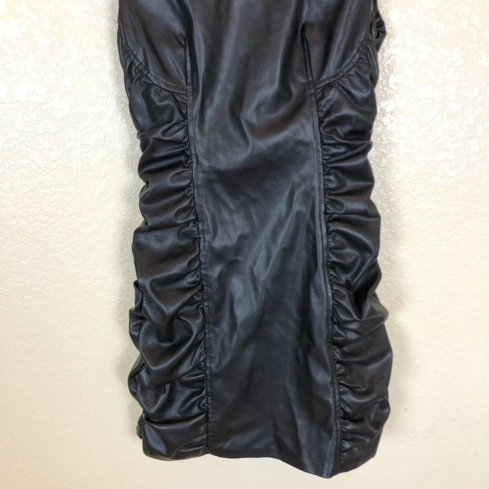 NWOT Zara Blogger Faux Leather Ruched Mini Dress. - Picture 3 of 10